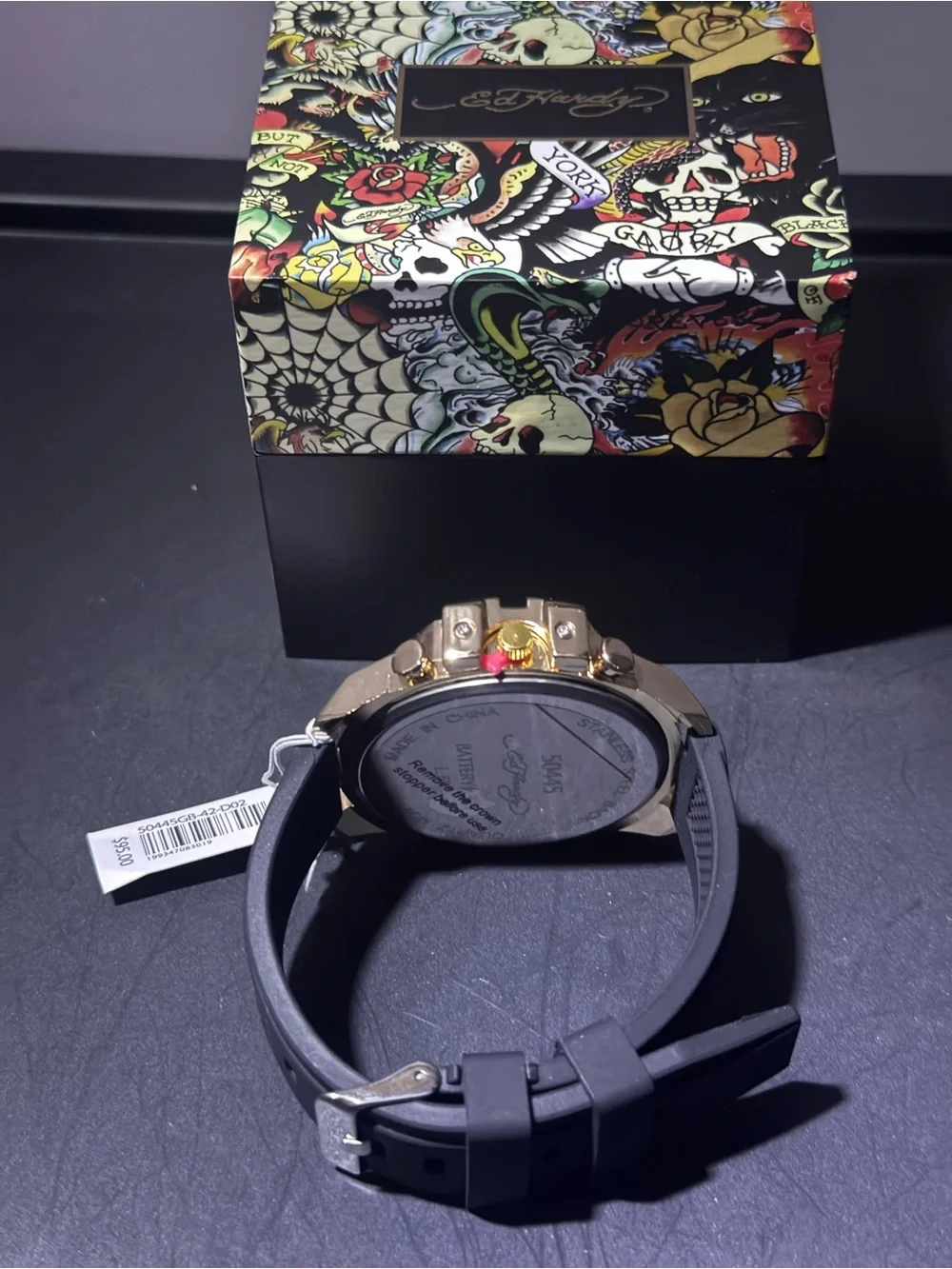 Ed Hardy Gold and Black Chronograph Watch